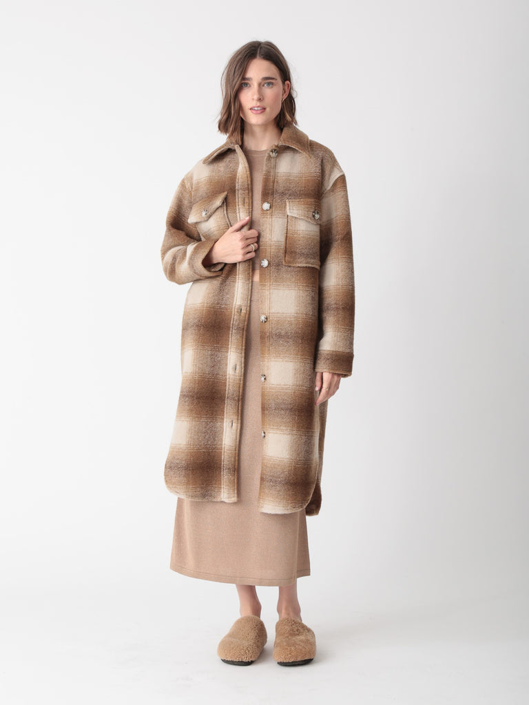 Brooklyn Coat-Plaid Sand/Cocoa  - by Electric Rosen