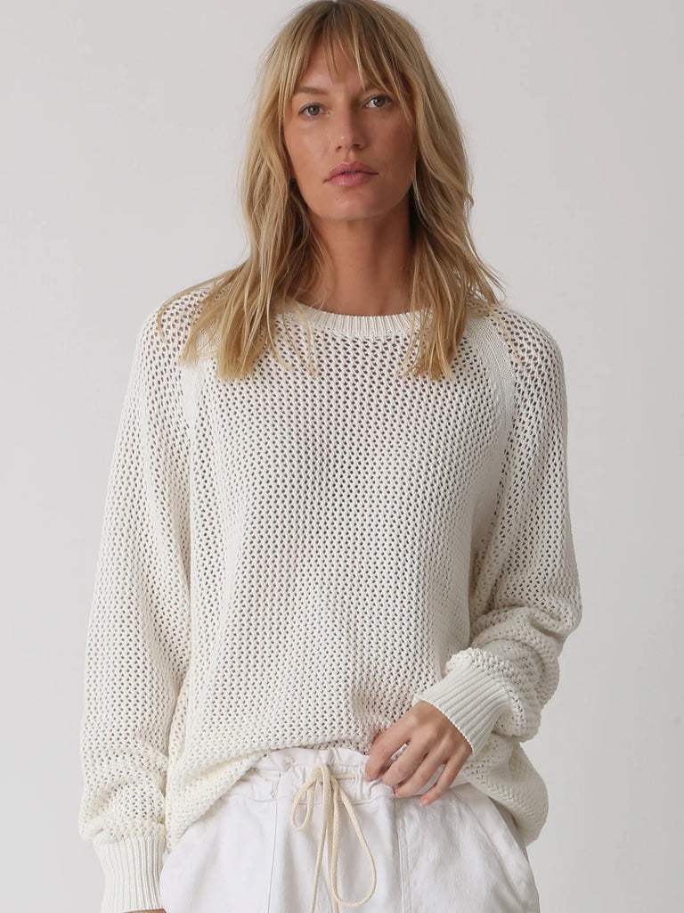 Chloe Cotton Sweater - Whisper White - by Electric Rose