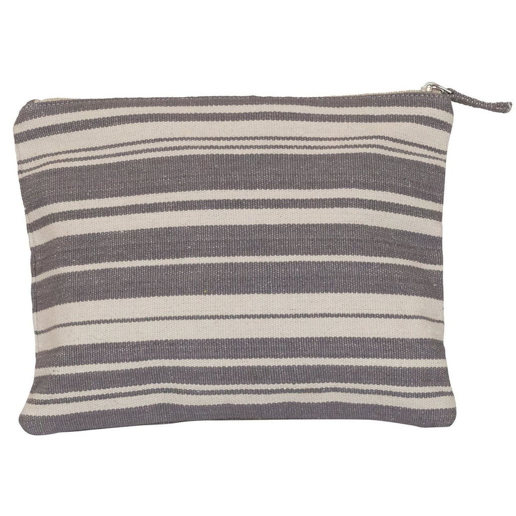 WOVEN STRIPE GREY TRAVELER POUCH