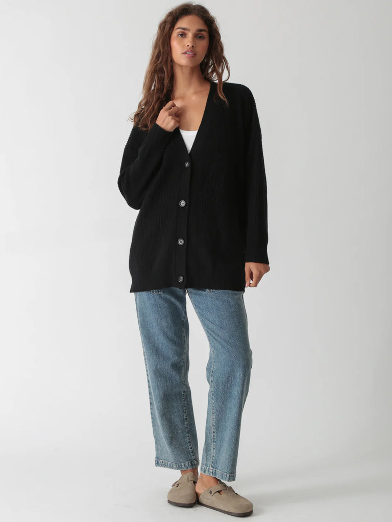 Wool & Cashmere Everyday Cardigan Sweater - Onyx Black - by Electric Rosen