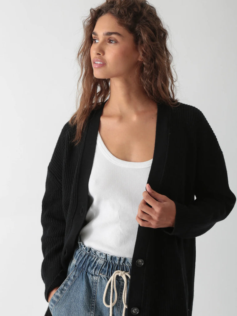 Wool & Cashmere Everyday Cardigan Sweater - Onyx Black - by Electric Rosen