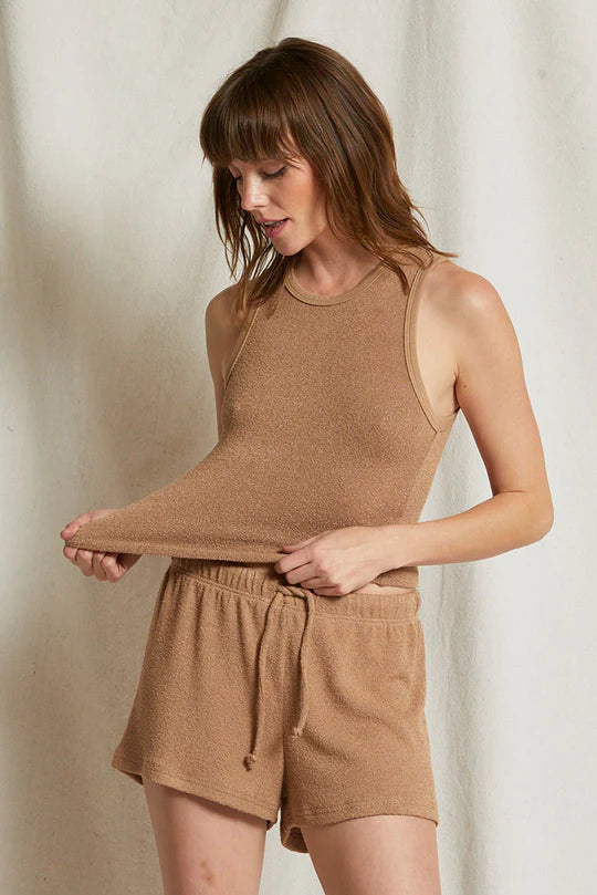 Everly Cropped Tank - Walnut Brown - Perfect White Tee