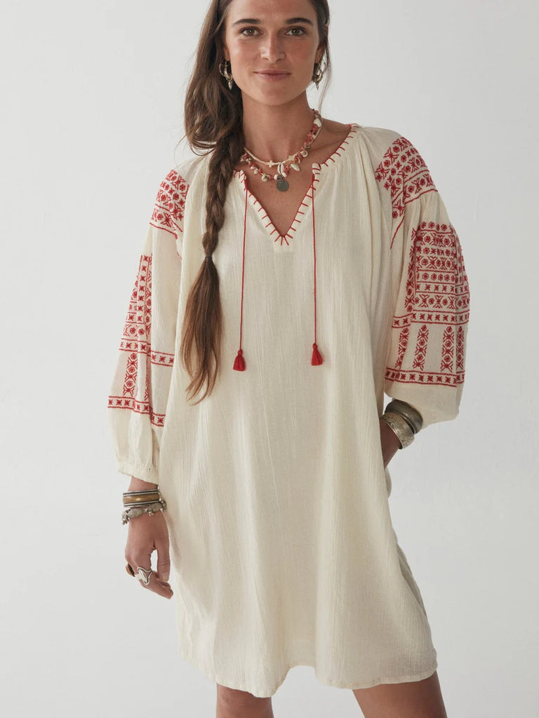 Guadalupe Tunic Dress - Oaxaca Rojo - by Maison Hotel