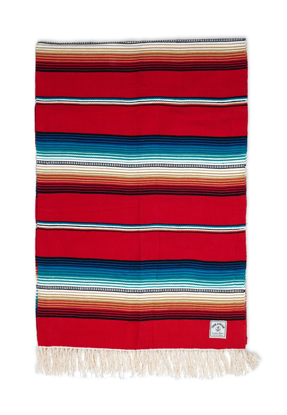 Del Sol Blanket - Green / Red / Aqua - Iron & Resin