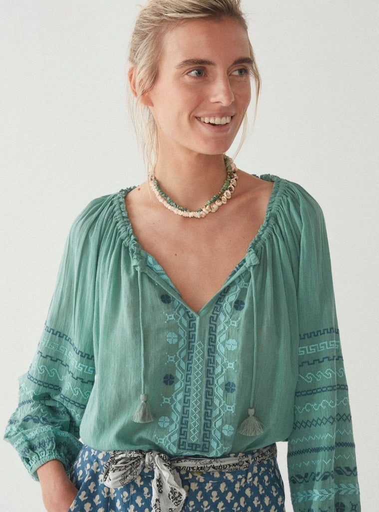 Sybille Blouse - Tirreno Green - by Maison Hotel